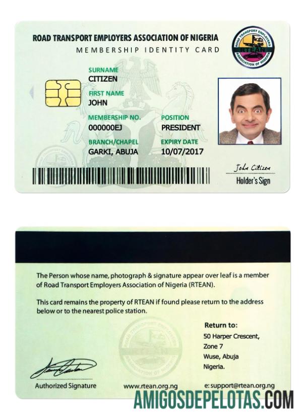 Nigeria ID Card exemplo